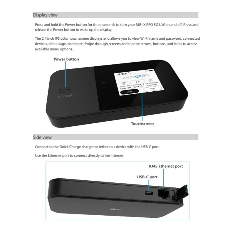 2026 Inseego X PRO 5G M3100 Portable Wireless WiFi Dual-band Mobile Network Hotspot With Sim Card Slot RJ45 Ethernet Port