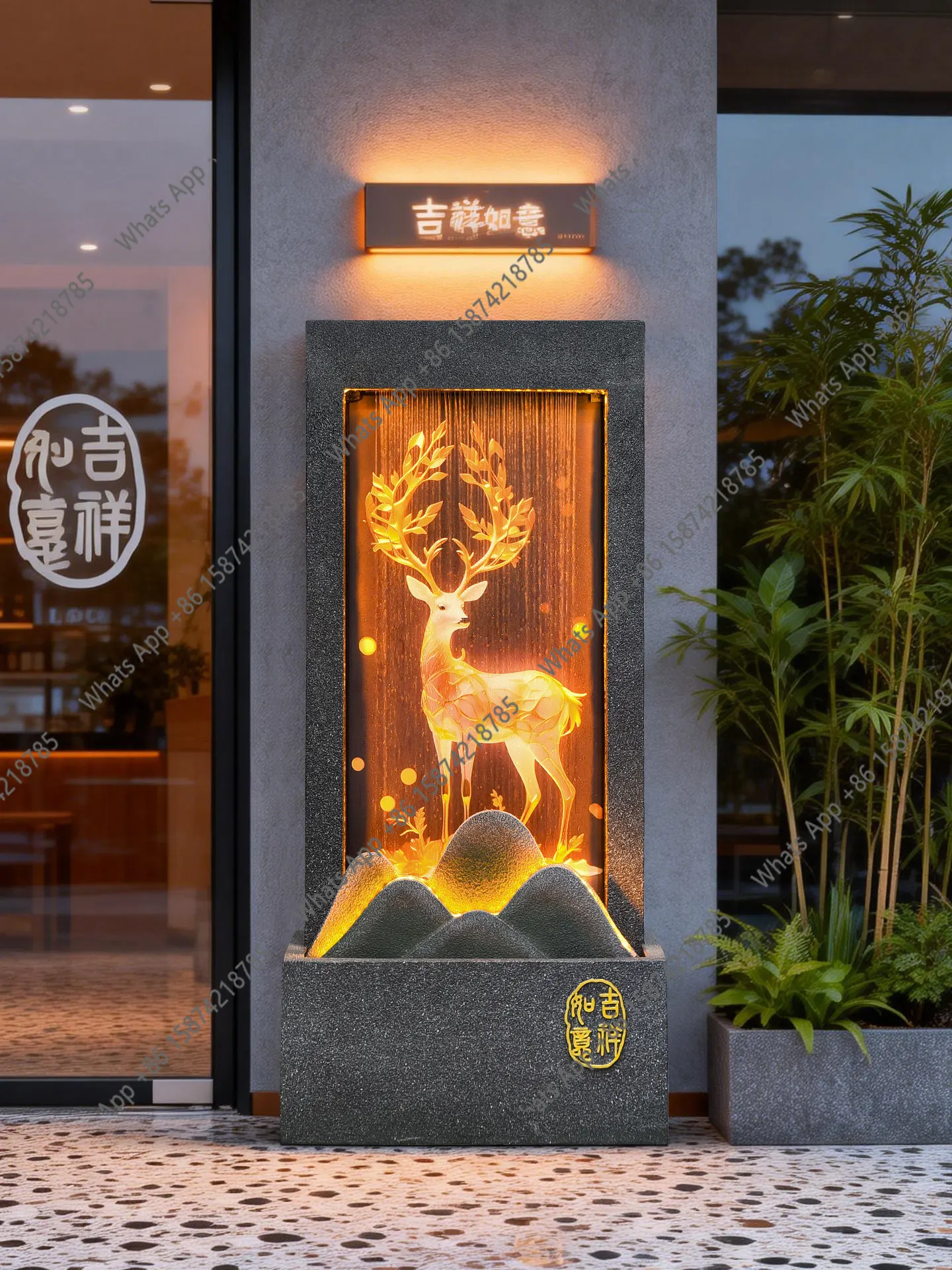 Simple new Chinese-style flowing water ornament living room circulating water rockery fountain floor entrance
