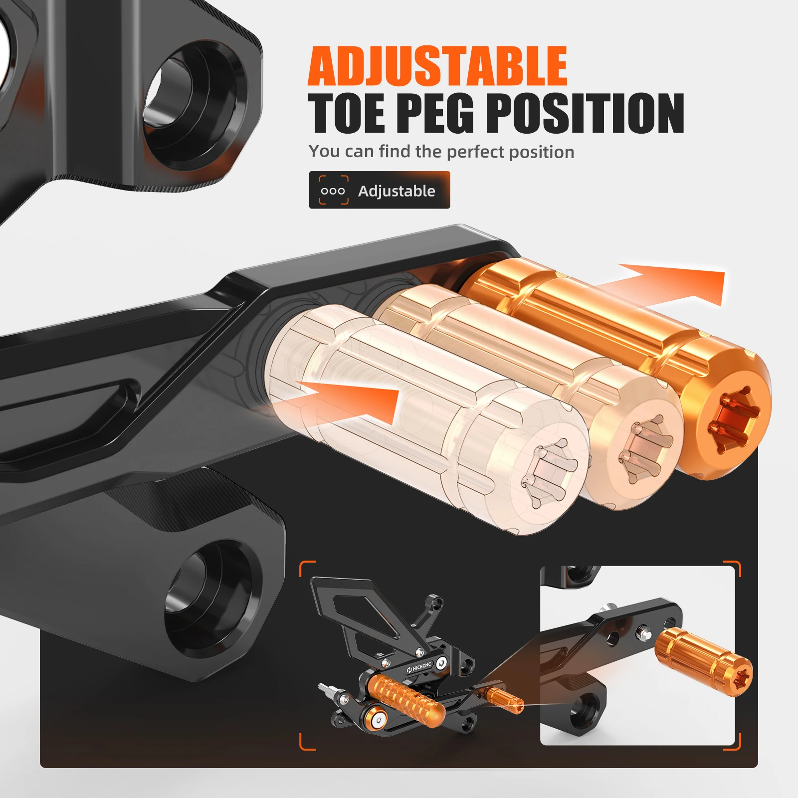 Für KTM 390 Duke 2024-2026 Verstellbare Motorrad-Heckfußrasten Fußstützen Zehenrasten 390Duke Duke 390 Duke390 2024 2025 2026 – Detail 4