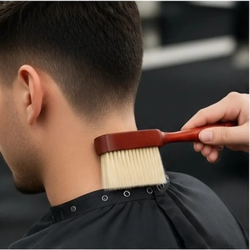 Barber Neck Duster Brush with Wooden Handle Hair Cutting Kit Broken Hair Cleaning Brush for Salon Home Ear Neck Line Dusting