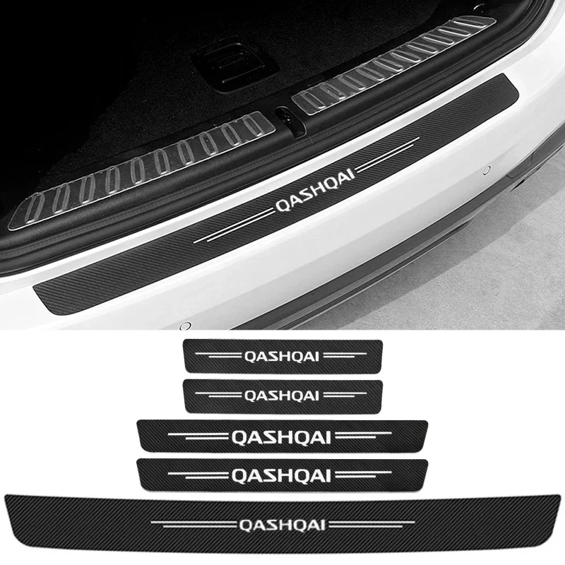 Car Door Sill Scuff Plate for Nissan Qashqai J11 J10 X-Trail Tiida Teana Elgrand Patrol Carbon Fiber Trunk Bumper Tape Sticker