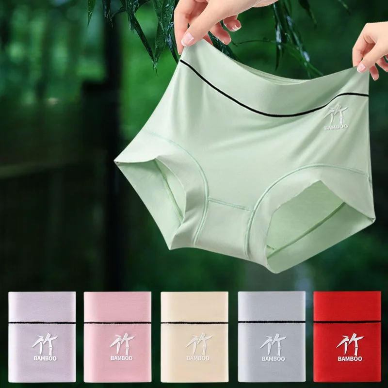 

Cool Breathable 7A Full Pants Bacteriostatic Bamboo Fiber Women's Underwear High Waist Abdomen Large Size Fat Mm Briefs Summer