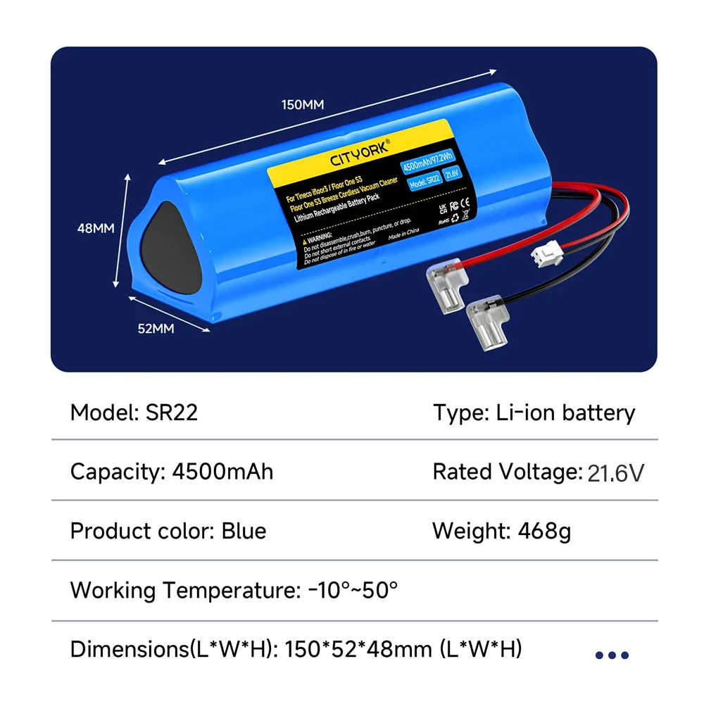 Replacement Battery for Tineco FLOOR ONE S3 Tineco iFloor 3 Breeze S3 Vacuum Cleaner Battery FW25M-01 FW25W-01 HF10E-01 S3-01