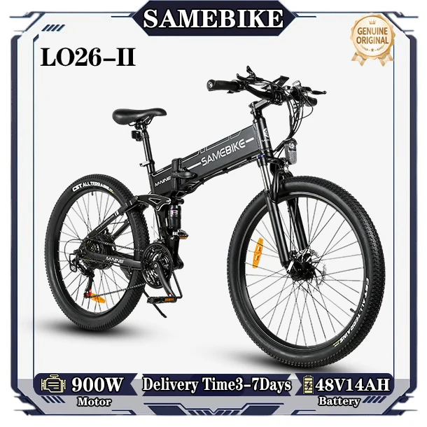 SAMEBIKE L026-ll E-bike 900W motor, 48V14AH uitneembare accu, hydraulische remmen, elektrische fiets, 26 inch banden, volwassen off-road opvouwbare elektrische fiets