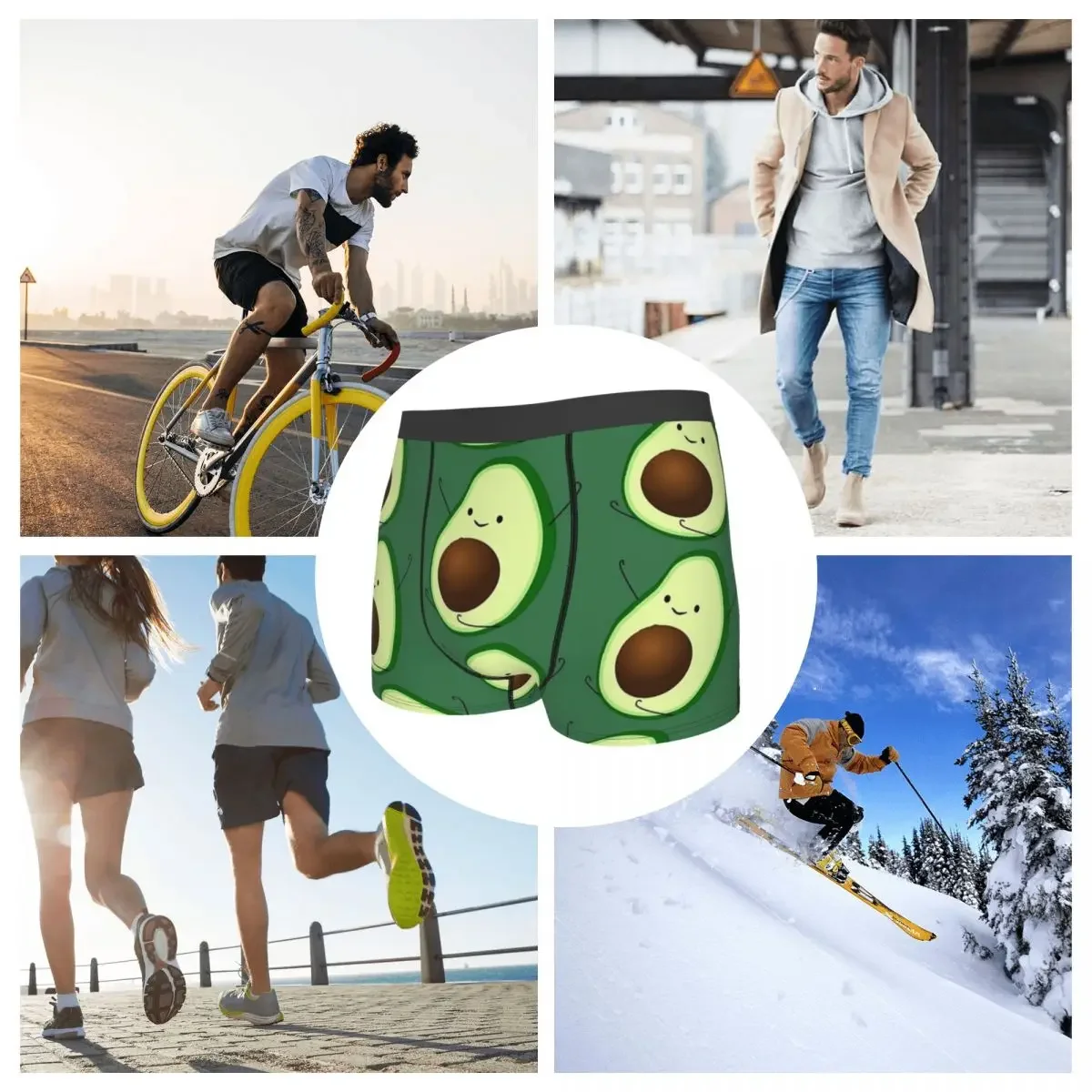 الرجال الملاكم ملخصات السراويل سراويل الأفوكادو الملابس الداخلية الناعمة نباتي أوم مضحك السروال #5