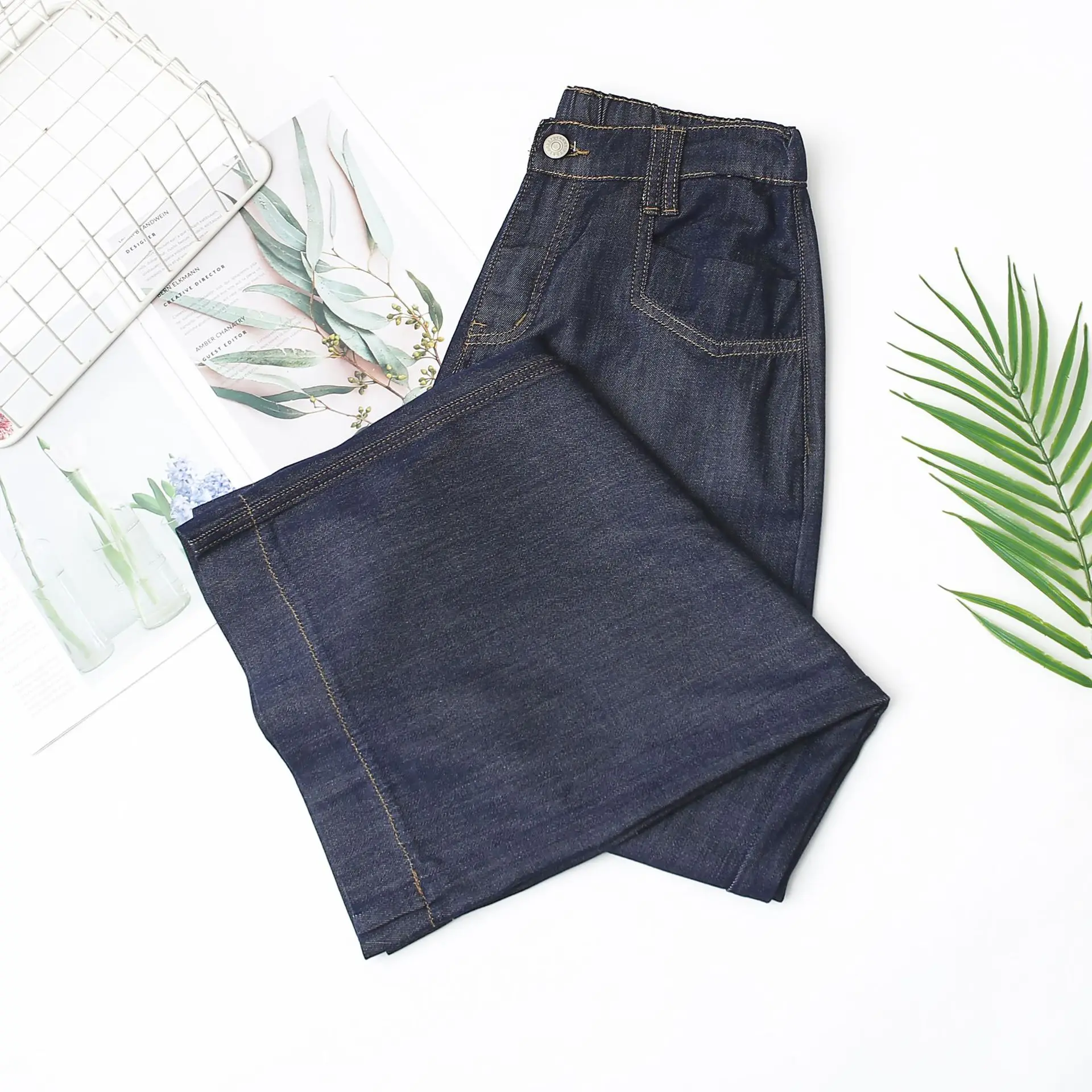 Neue Sommer-Lyocell-Jeans mit weitem Bein, 100 kg, Premium-Plus-Size-Damen-Design, dünne Denim-lange Hosen 5335