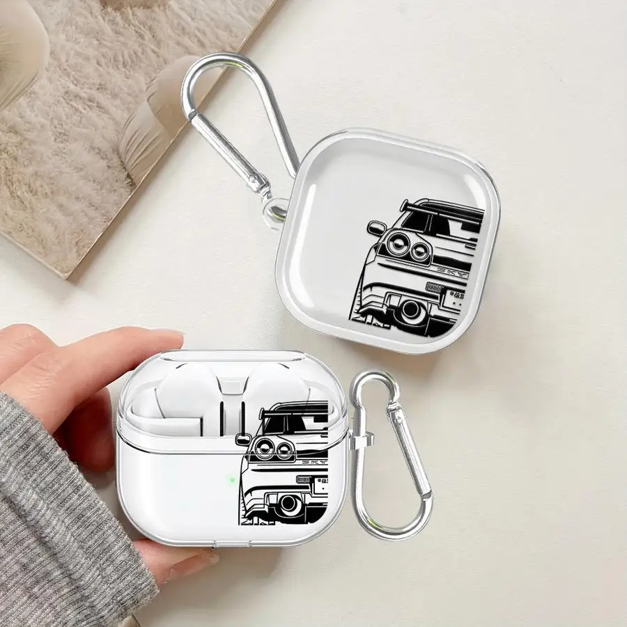 Hülle für Samsung Galaxy Buds 4Pro 4 Pro Live 2 3Pro 3 FE Klare Kopfhörerhülle Kreatives Jdm Dream Car Cool