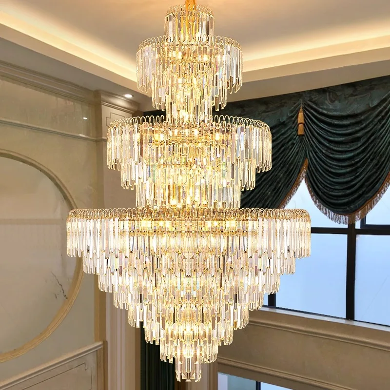 

Luxury crystal decorated LED lights, staircase pendant lights, living room pendant lights, indoor lighting