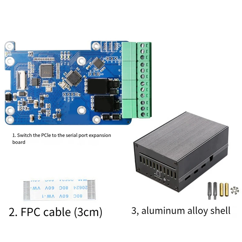 MPUUART untuk Rpi 5 Pcie untuk USB UART HAT + casing untuk Raspberry Pi 5 RS485 ISO RS232 USB2.0 4G LTE modul