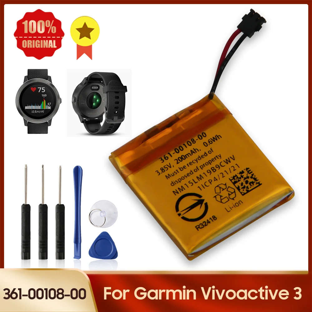 

New Battery 361-00108-00 for Garmin Vivoactive 3 GPS Sports Smart Replacement Battery 200mAh