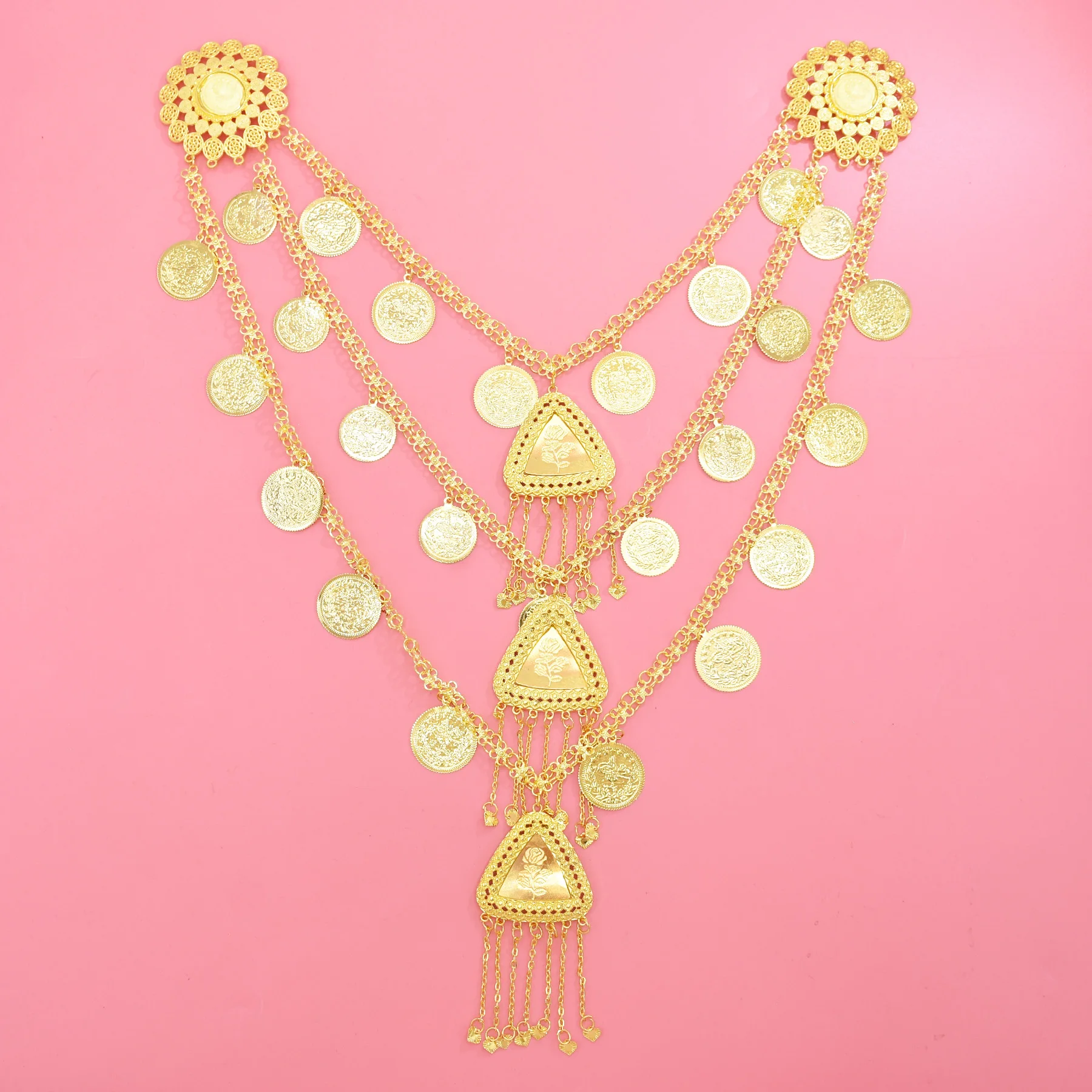 متعدد الطبقات عملات سلسلة الهندسة قلادة المرأة الجسم سلاسل البوهيمي الكتف سلسلة الغجر ثقب البطن الرقص الكرندية الإكسسوار #3