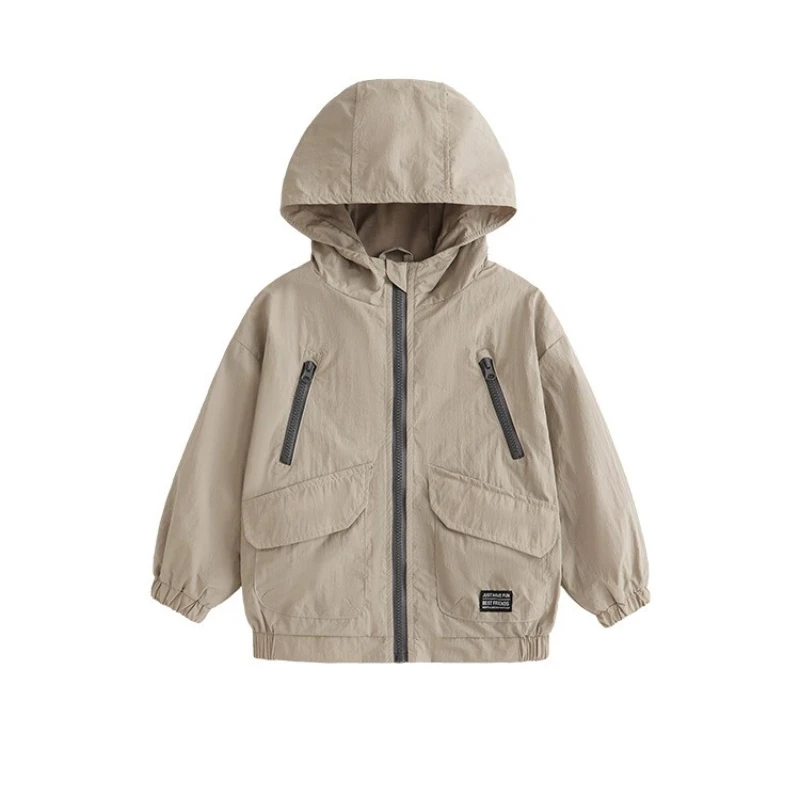 سترات للأولاد بغطاء للرأس للربيع والخريف للأطفال مقاومة للماء معطف كاجوال للمراهقين ملابس خارجية للمدرسة ملابس واقية للأطفال