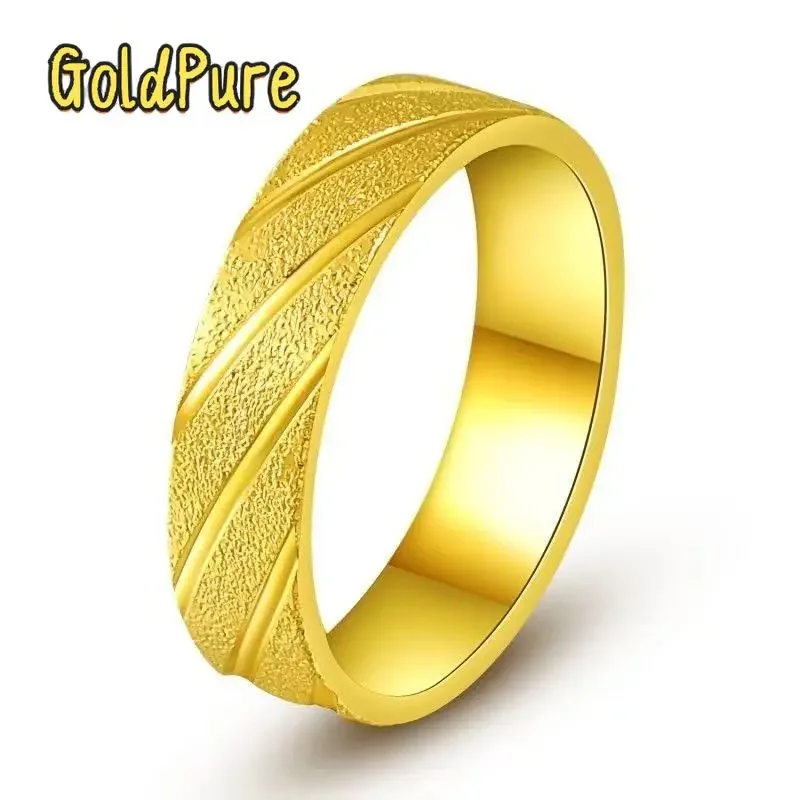 

Золотое кольцо Goldpure 9999 24K из настоящего золота для пар, модное в японском и корейском стиле, персонализированное, простое, стильное мужское кольцо