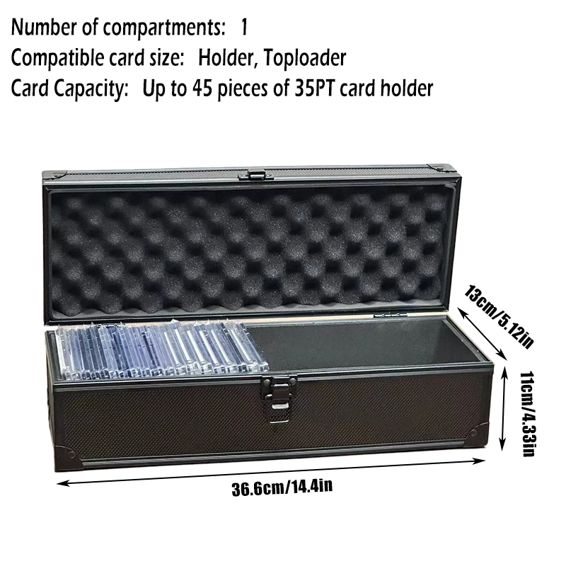 Aluminum Alloy Tradin Card Storage Box, 1 Rows Trading Card Case For 48+ Sports Card Holders Case