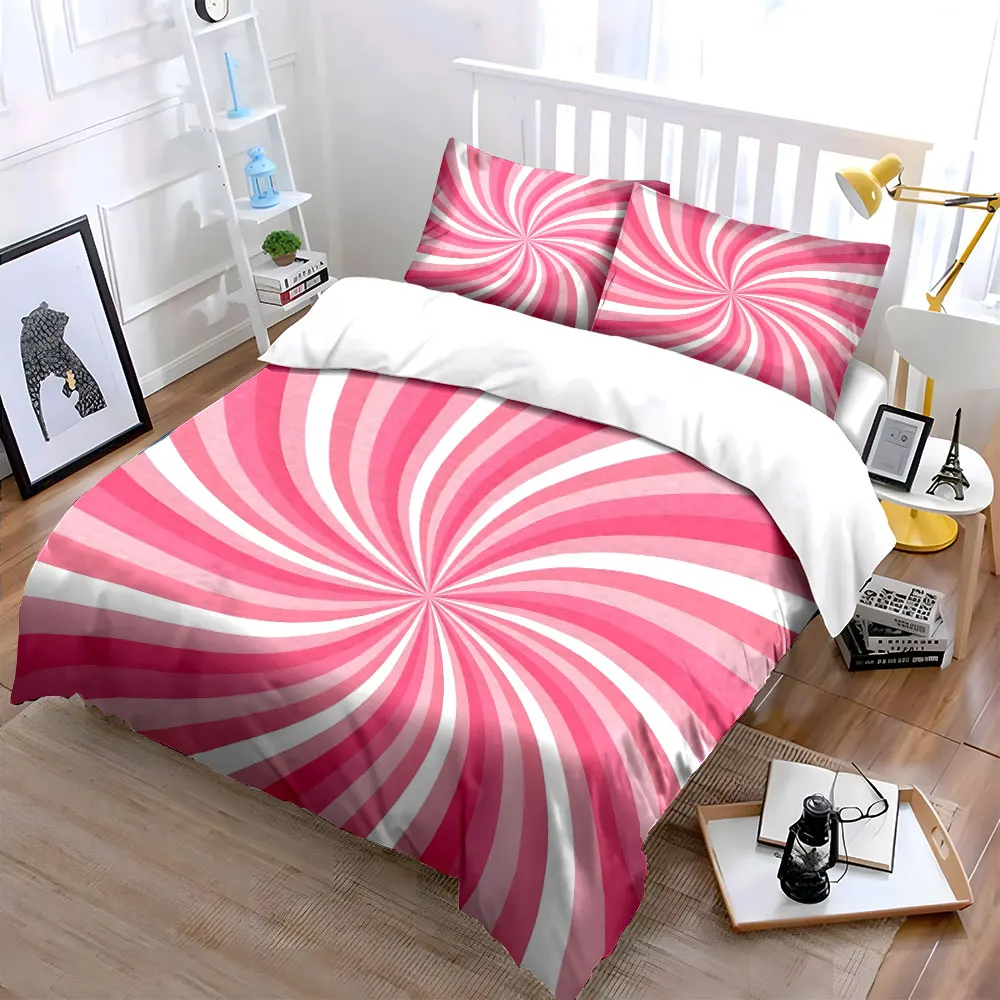 Pink Spiral Design Set Multiple sizes kid's and adults' bedroom Exquisite 3PC bedding set, gift