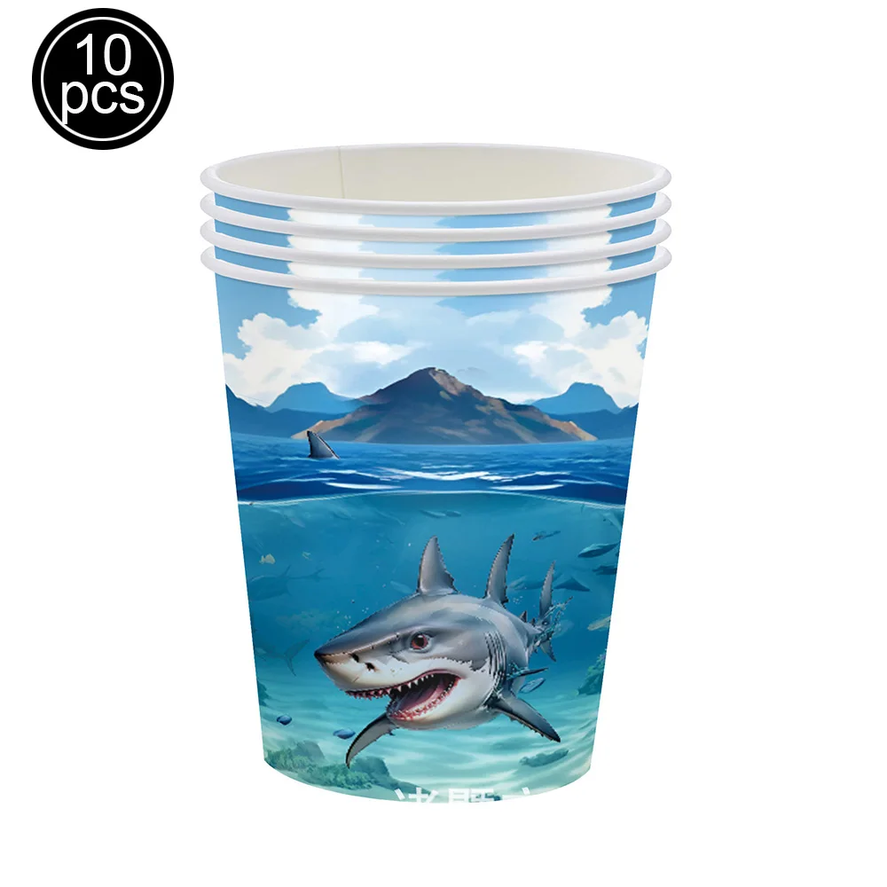 Blue Shark Birthday Decoration Happy Birthday Banner Dinner Plates Cups Napkins Baby Shower Shark Theme Birthday Party Supplies