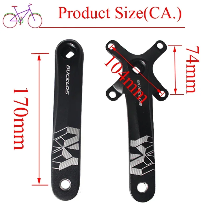 BUCKLOS 104BCD Bicycle Crankset 30T-38T Single MTB Bike Crank Set 170mm Crankarm Narrow Wide Round/Oval Chain Ring Cycling Parts