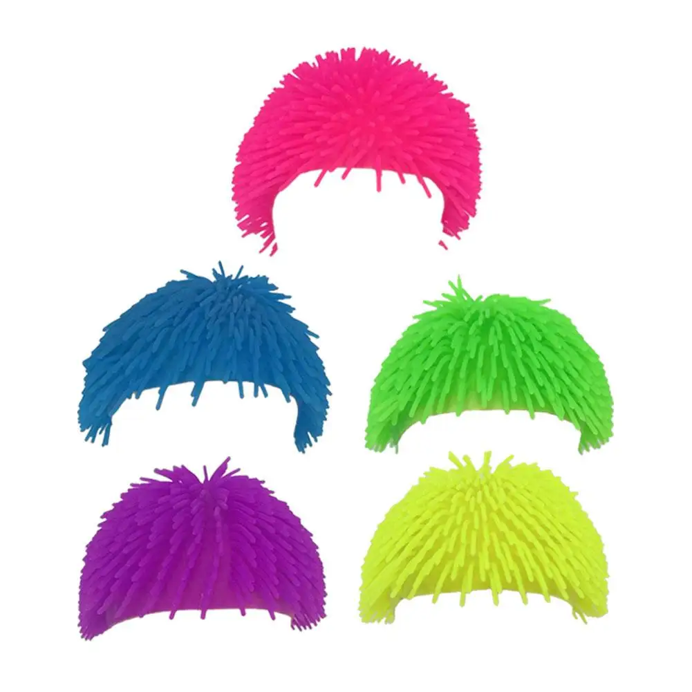 قبعة شائكة على شكل كرة مزحة، للجنسين، شعر مستعار ناعم من مادة TPR، أغطية رأس مضحكة للهالوين، أغطية رأس للأطفال والبالغين والرجال والنساء