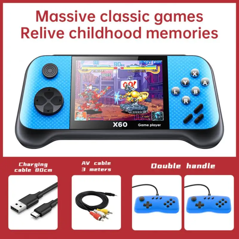 Imagem -05 - Handheld Game Player 3.5 Polegada Display Lcd Double-rocker 6800 Jogo Clássico Retro Mini Pocket Game Console Mp4 Video Player X60