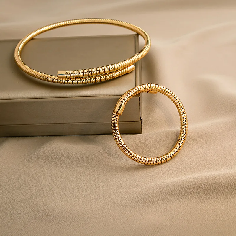 

Cool Exaggerated Snake Bone Choker Necklaces for Women Girls New Trendy Hip Hop Metal Chain Cuff Bangles Party Gift Jewelry