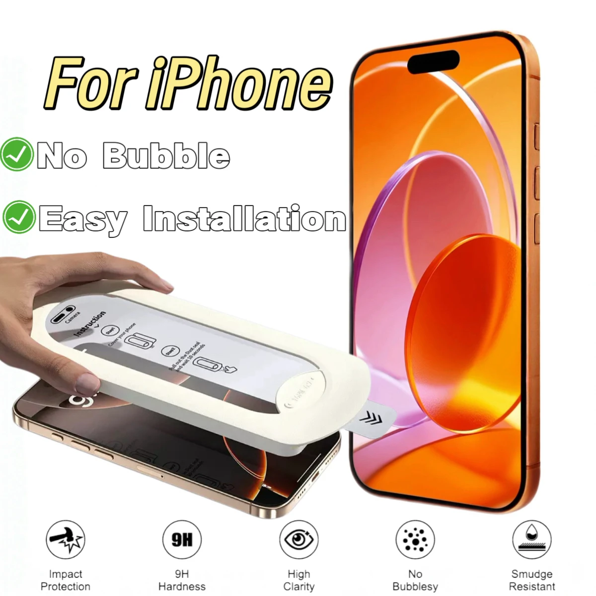 

HD Screen Protector Compatible with iPhone Series, 9H Anti-Drop Bubble Free, 3 Pcs