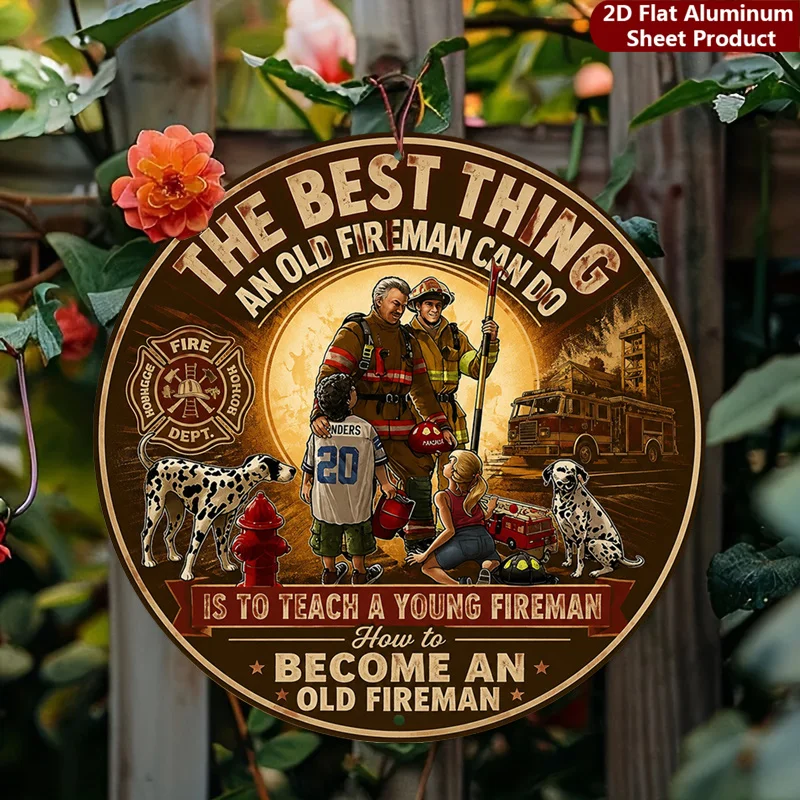 CIFBUY Dalmatian Firefighter Love Sign Aluminum Wall Art Waterproof Durable Metal Decor For Home Garage Cafe