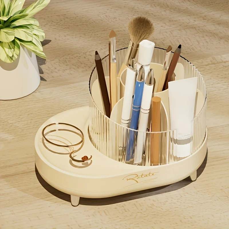 Desktop cosmetics storage box makeup brush bucket latticed pen cylinder dressing table skin care product shelf rotating makeup b