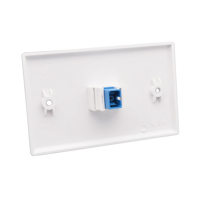 One Port SC Optical UPC Socket Adapter With Standard US Faceplate Panel In White For Optic Fiber Connector Face Cover