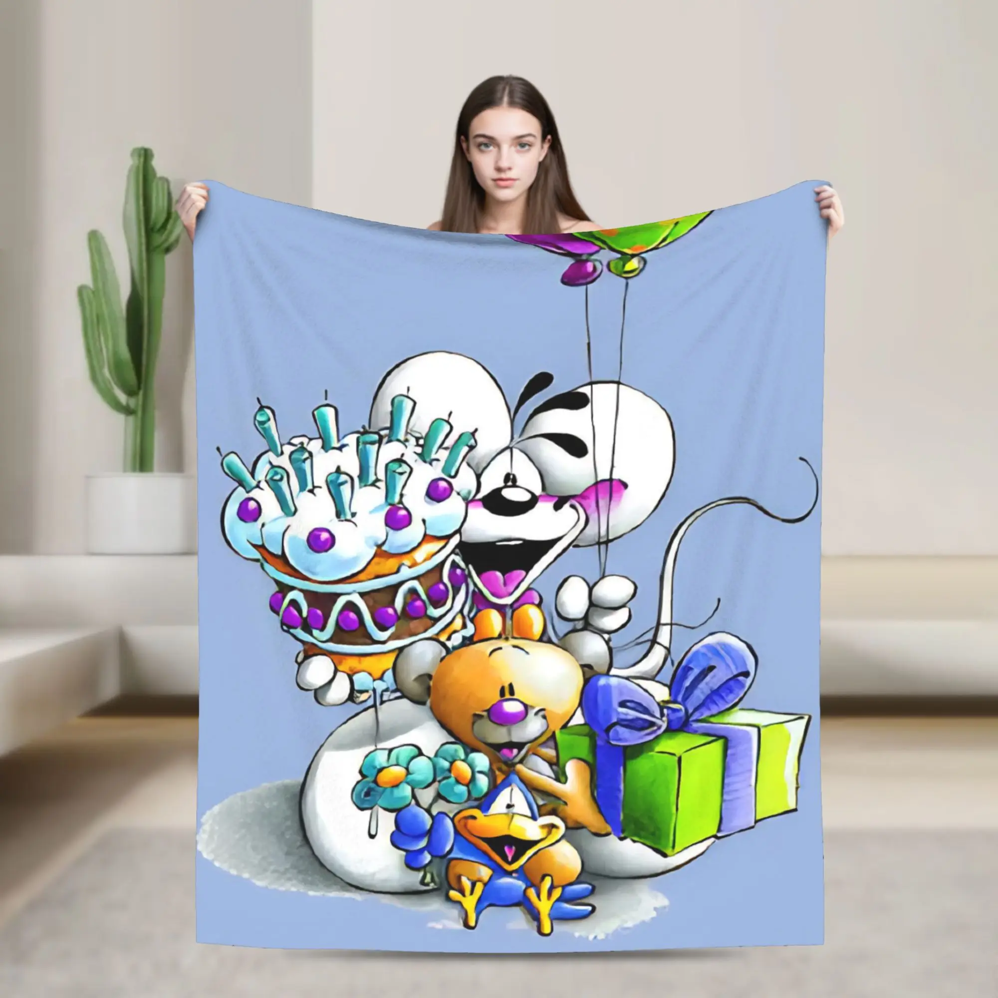 

Cute Diddl Flannel Blanket Spring Super Warm Throw Blanket for Boy Girl Living Room Funny Bedspread Sofa Bed Cover