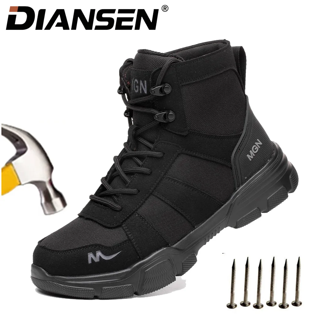 

Men's Boots Anti-smash Work Shoes Comfortable Anti-Puncture Steel Toe Sneaker for Construction and Exploitation Site Protective