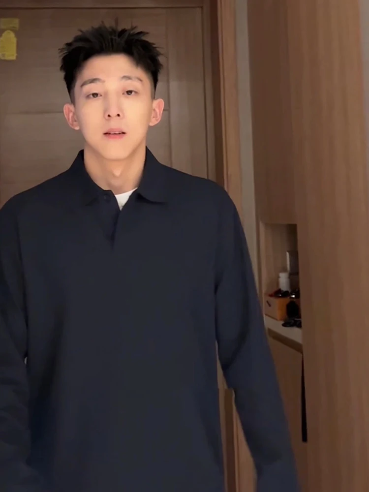 

Кобальтово-синяя хлопковая толстовка из жоржета с эффектом двухслойности, мужская дизайнерская модель, с длинным рукавом, для ранней осени