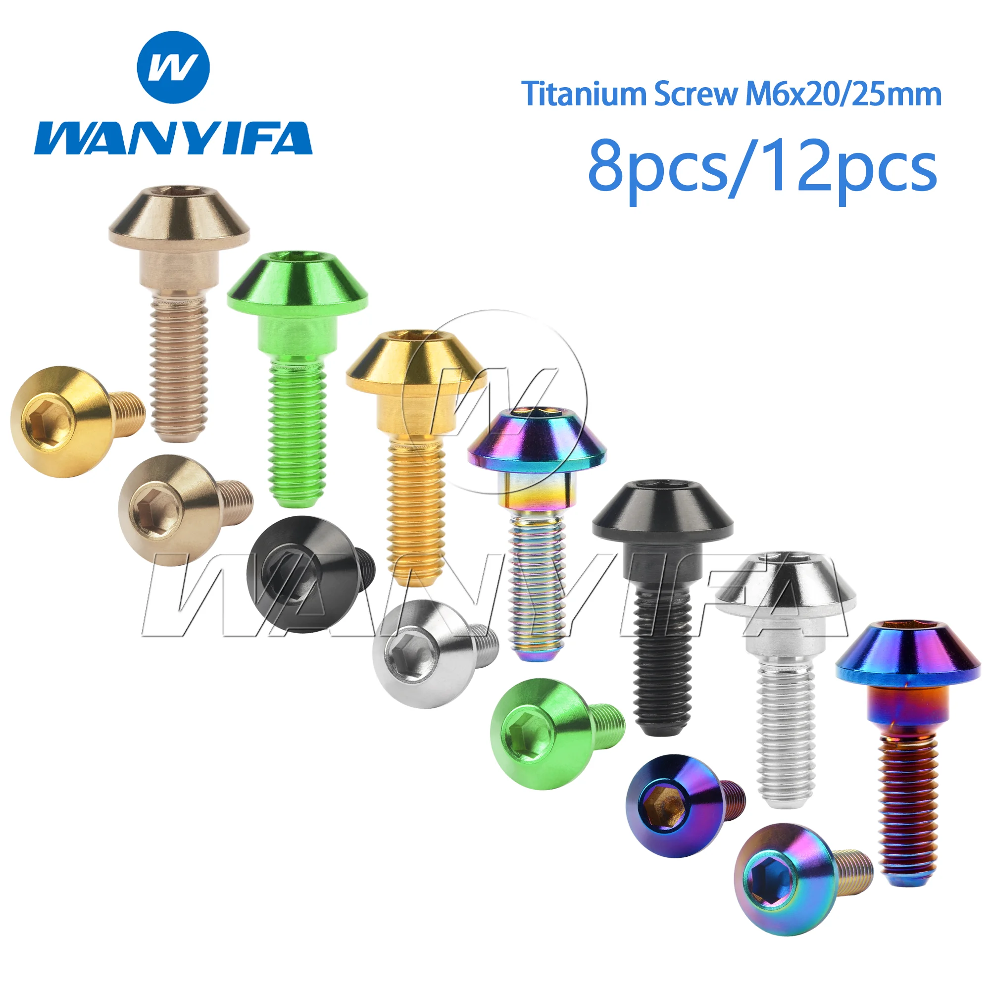 

Wanyifa Titanium Bolts M6x20/25mm Allen Key Screw Head Bolts for Yamaha Motorcycle Brake 8/12pcs