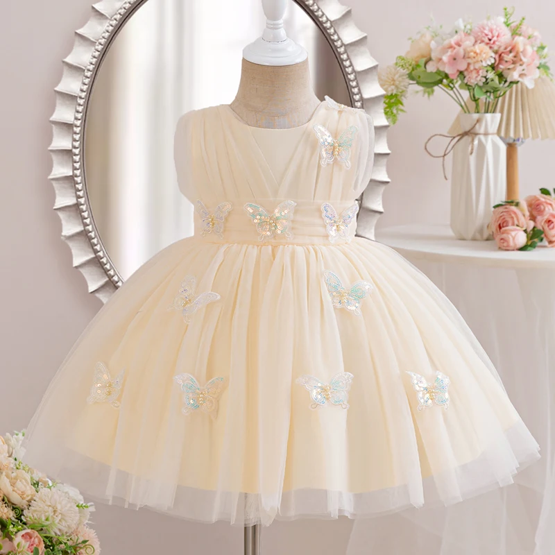 

Fashion Cute Girl Party Dress Sleeveless Lace Mesh Children's Evening Dresses Summer Kids Girls' Princess Dress 1-9 Years
