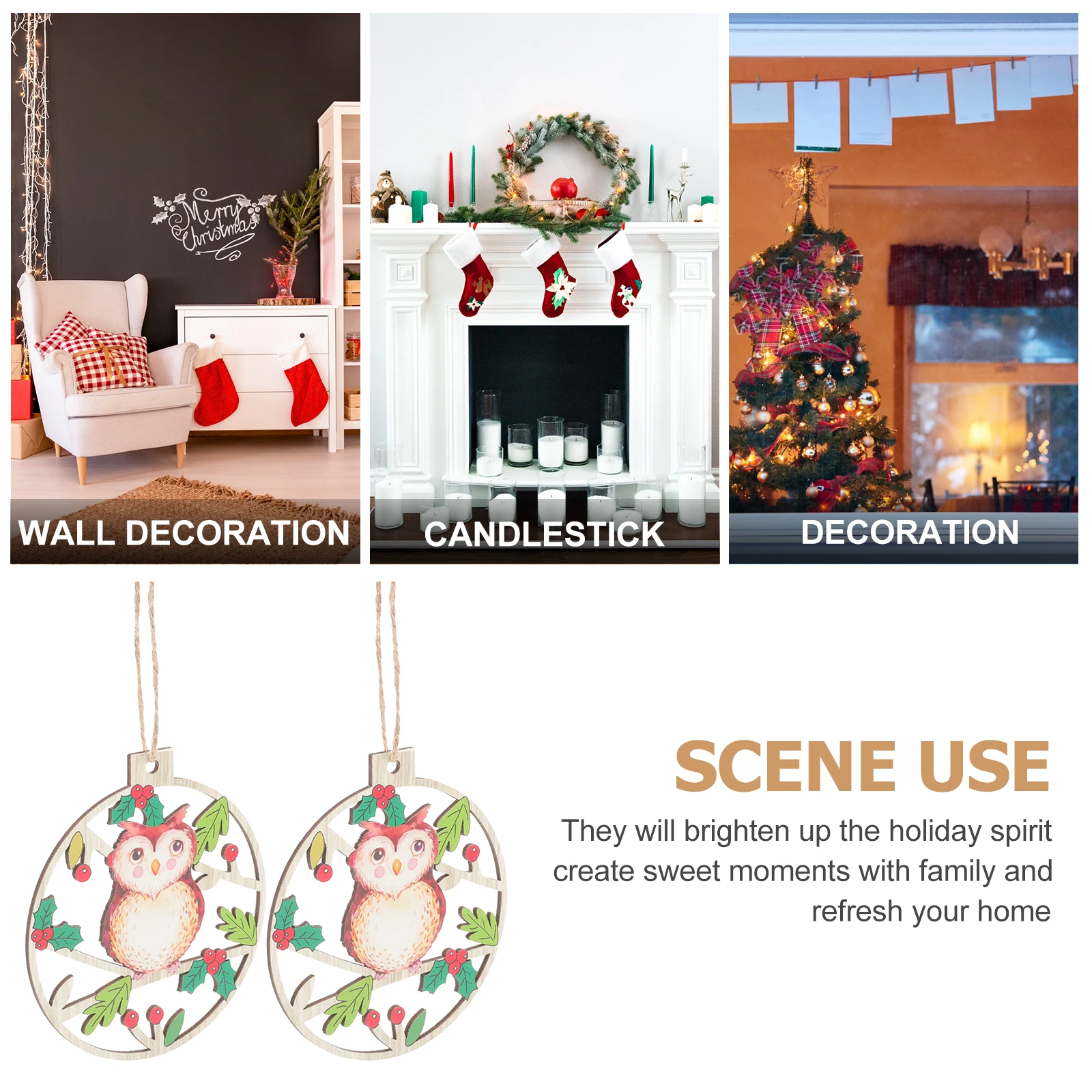 

2pcs Wooden Christmas Pendants Wood Slices Tree Hanging Ornaments Festive Party Decorations Rustic Home Wall Door