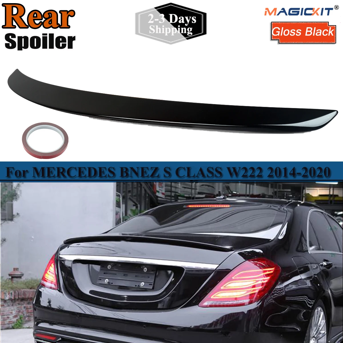 

AMG Style Trunk Boot Lip For Mercedes-Benz S Class W222 Spoiler Black Saloon 2013-2020 Models Car Rear Wing