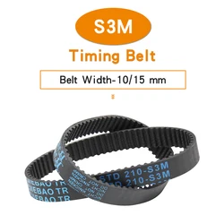 Rubber Belt S3M-174/177/180/183/186/189/192/195/201/207/210 Closed Loop Transmission Belt Teeth Pitch 3 mm For 3M Alloy Pulley