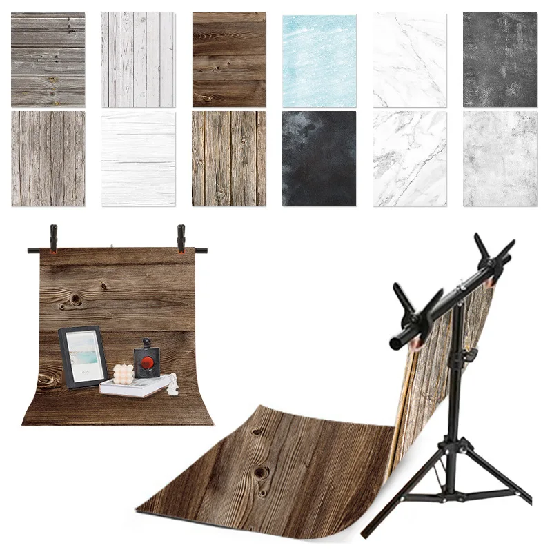 【Buy 4 Free 1】 Double Sided Photography Backdrop Paper 300gsm Wood Marble Concrete Texture Photo Background 57x87cm for Jewelry