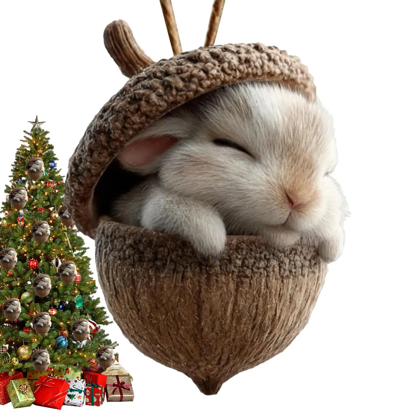 2D عيد الميلاد الراكون الاكريليك قلادة البومة السنجاب الأرنب الطيور الاكريليك قلادة الحيوان عيد الميلاد زخرفة عيد الميلاد الاكريليك قلادة ﻿