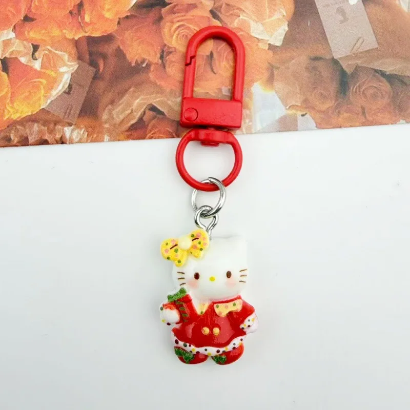 سانريو لطيف الكرتون عيد الميلاد مرحبا كيتي المفاتيح قلادة حقيبة بناتي ملحق حقيبة ظهر الطالب حلية أفضل صديق هدية #6