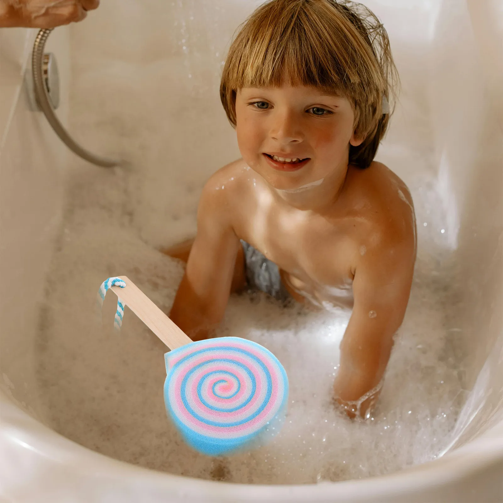 Cute Bath Sponges For Bathtub Accessories For Girls Lollipop Fun Bathing Soft Safe Body Scrubber Children