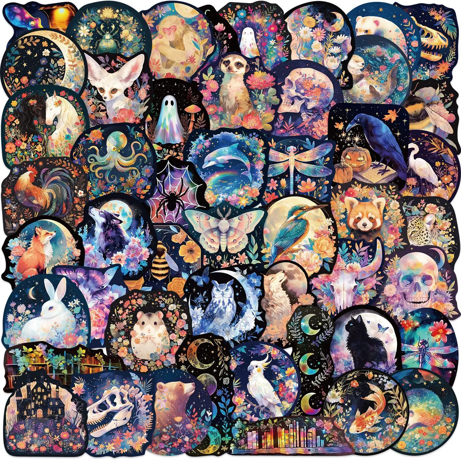 

10/30/50PCS Laser Style Dark Halloween Cool Graffiti Stickers Refrigerator Motorcycle Scooter Decorative Stickers Decal Kids Toy