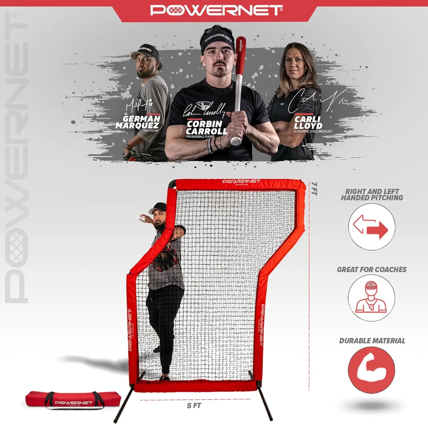 German Marquez Pitching Protection Z-Screen, Baseball Softball, Sturdy and Portable, Perfect for Coaches, Withstands Hard Shots