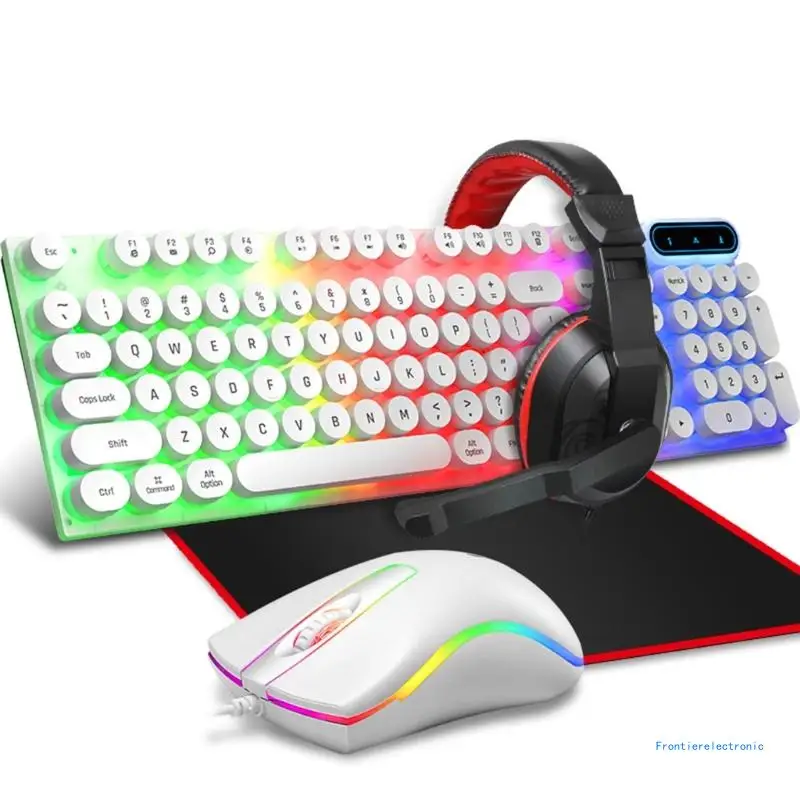 4-1 Gaming Keyboard + Mouse + Headset + Mousepad RGB LED Mechanical Feel DropShipping