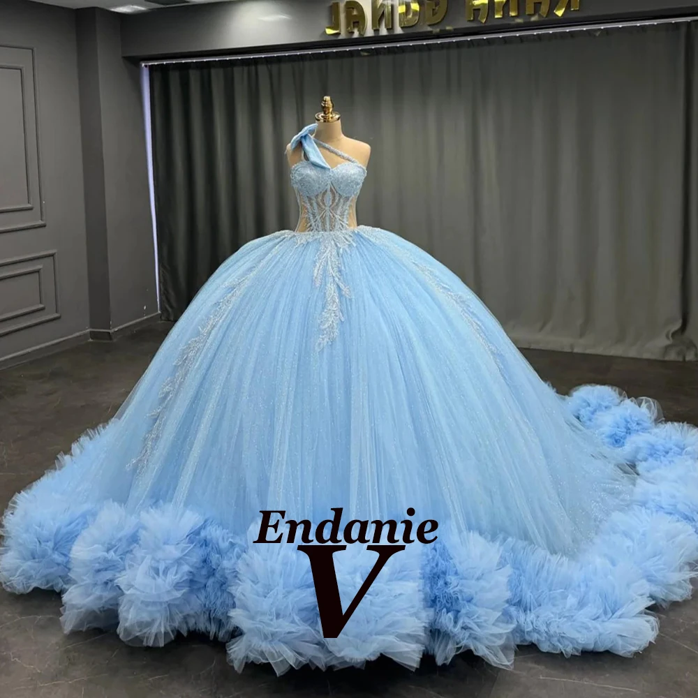 Vendanie elegante em camadas vestidos de baile para meninas bowknot apliques ilusão espartilho quinceanera vestidos de 15 personalizado