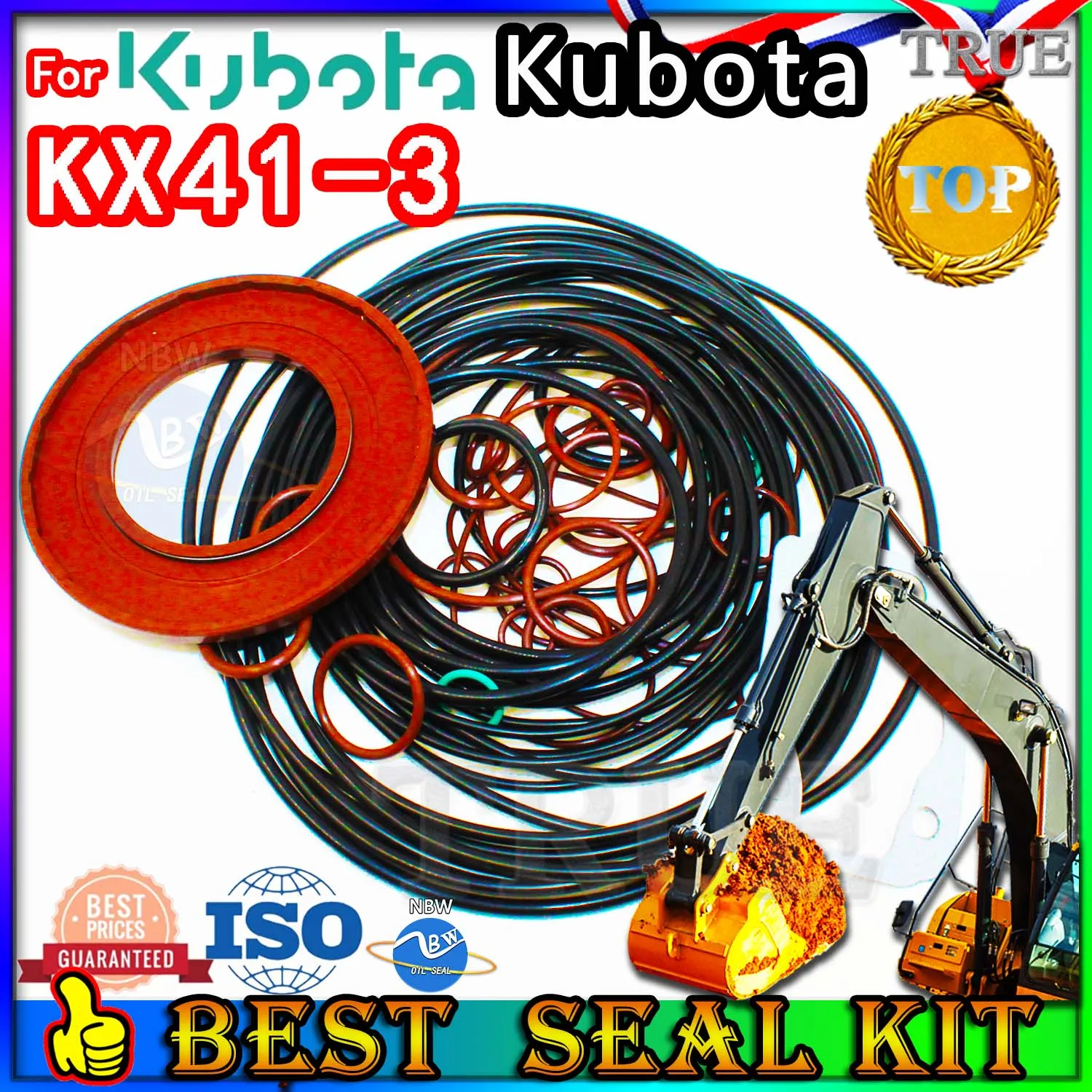 

For Kubota KX41-3 Oil Seal Repair Kit Boom Arm Bucket Excavator Hydraulic Cylinder KX41 3 Heavy Master Excavating Machinery Dust