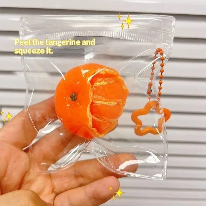 1Pcs Squeeze To Relieve Stress Rebound And Release Yellow Tangerines Cute Peeled Orange Fruit Pinch Keychain