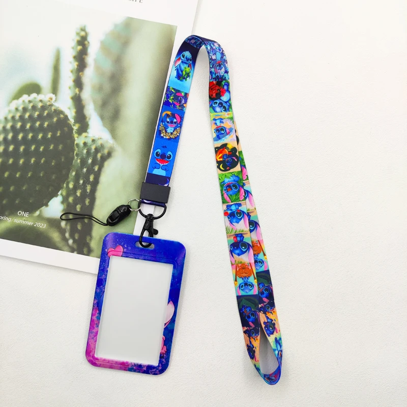 Leuke Lilo Stitch Lanyard ID-kaarthouder Pass Mobiele telefoon Charme Nekbanden Credential ID Badge Holder Case