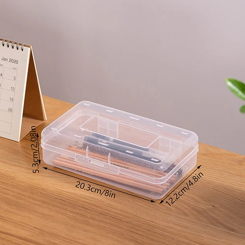 Transparent Pencil Box Hard Plastic Pencil Case Crayon Pen Box Sketch Pencil Case Stacking Office Supplies Organizer Box