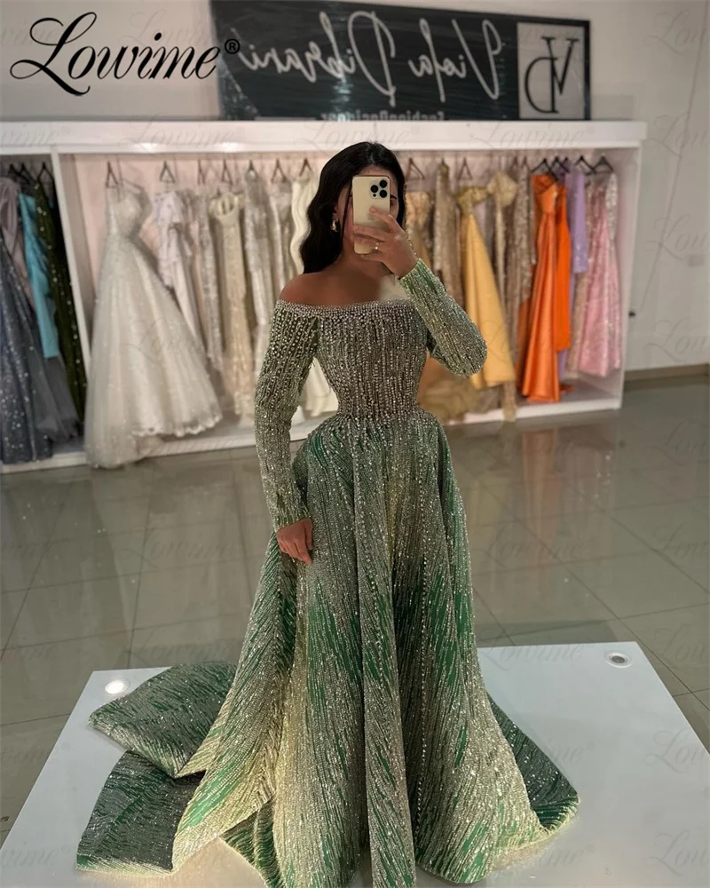 

Lowime Couture Luxury Celebrity Dresses Crystal Stones Off Shoulder Prom Dress Party Birthday Engagement Gowns Evening Dress