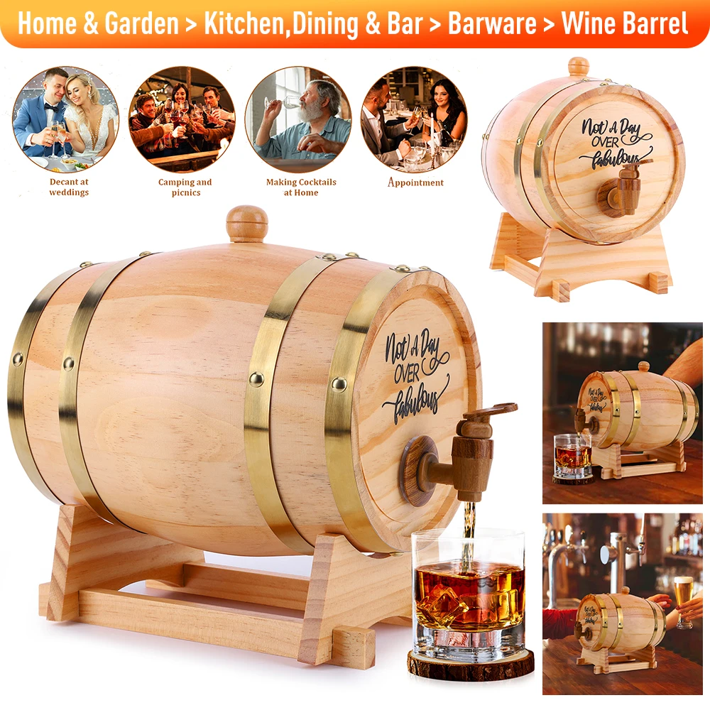 3L Engraved Whiskey Barrel With Stand And Spigot Wooden Whiskey Barrels Dispenser Bourbon Barrel Home Kitchen Accessories 2025 ﻿
